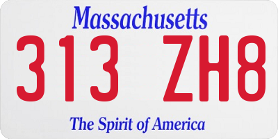 MA license plate 313ZH8