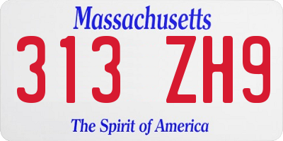 MA license plate 313ZH9