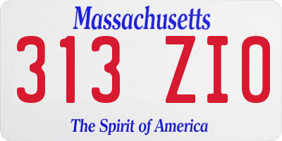 MA license plate 313ZI0