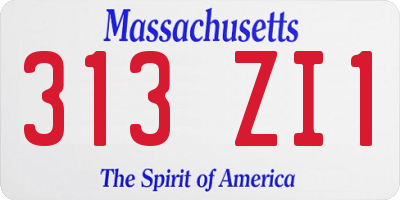 MA license plate 313ZI1