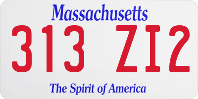 MA license plate 313ZI2