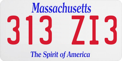 MA license plate 313ZI3