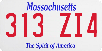 MA license plate 313ZI4