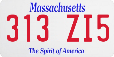 MA license plate 313ZI5