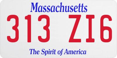 MA license plate 313ZI6