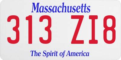 MA license plate 313ZI8