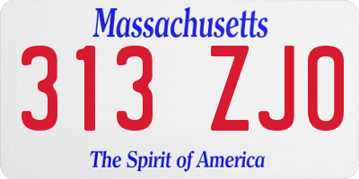 MA license plate 313ZJ0