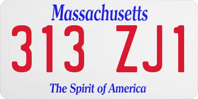 MA license plate 313ZJ1
