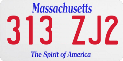 MA license plate 313ZJ2