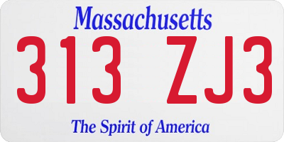 MA license plate 313ZJ3
