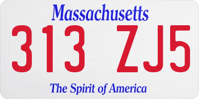 MA license plate 313ZJ5