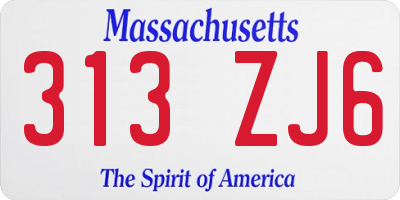 MA license plate 313ZJ6