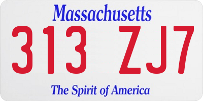 MA license plate 313ZJ7