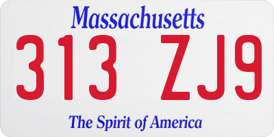 MA license plate 313ZJ9