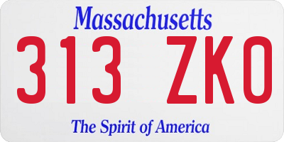 MA license plate 313ZK0