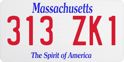 MA license plate 313ZK1