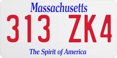 MA license plate 313ZK4