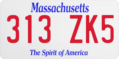 MA license plate 313ZK5