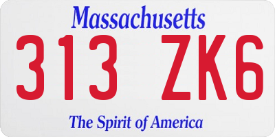 MA license plate 313ZK6