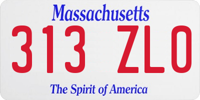 MA license plate 313ZL0