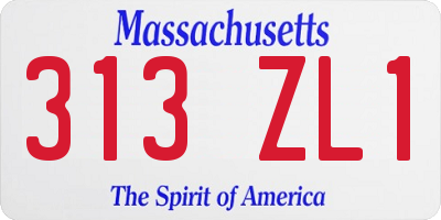 MA license plate 313ZL1