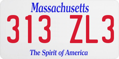 MA license plate 313ZL3