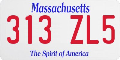 MA license plate 313ZL5