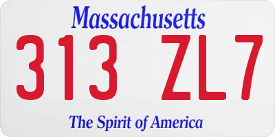 MA license plate 313ZL7