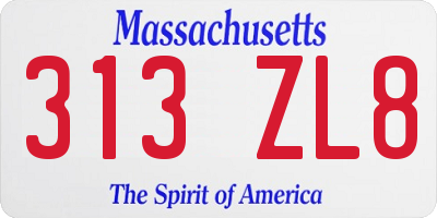 MA license plate 313ZL8