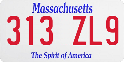 MA license plate 313ZL9