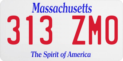 MA license plate 313ZM0