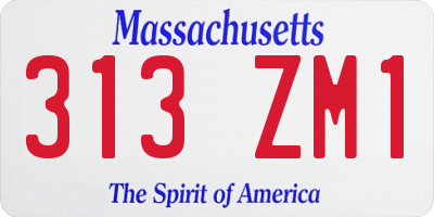 MA license plate 313ZM1