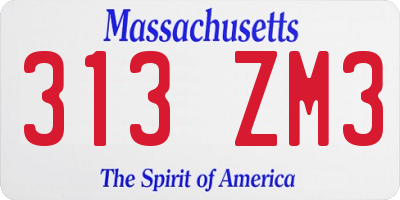 MA license plate 313ZM3