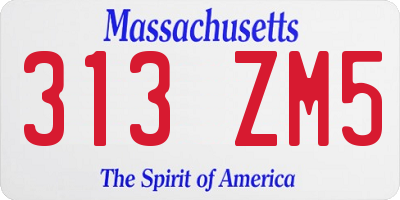 MA license plate 313ZM5
