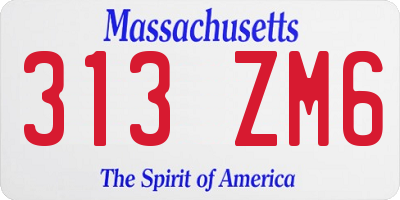 MA license plate 313ZM6