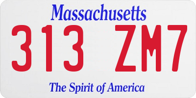 MA license plate 313ZM7