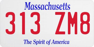 MA license plate 313ZM8