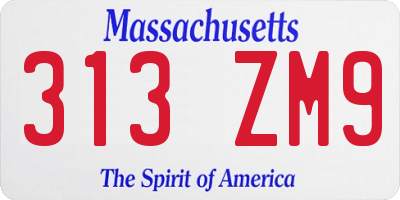 MA license plate 313ZM9