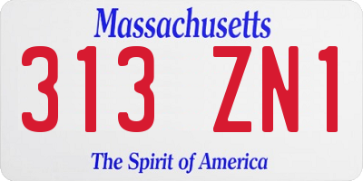 MA license plate 313ZN1