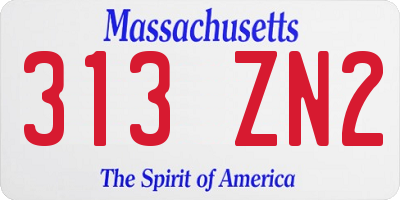 MA license plate 313ZN2