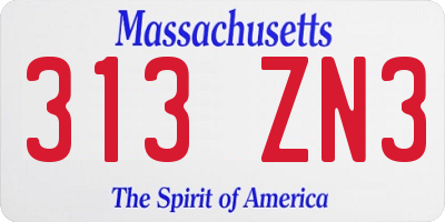 MA license plate 313ZN3