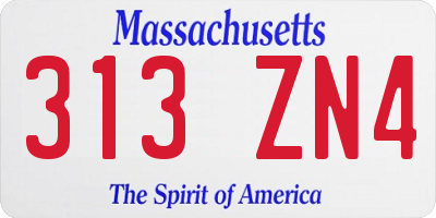 MA license plate 313ZN4