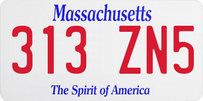 MA license plate 313ZN5