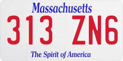 MA license plate 313ZN6