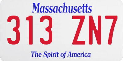 MA license plate 313ZN7