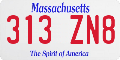 MA license plate 313ZN8