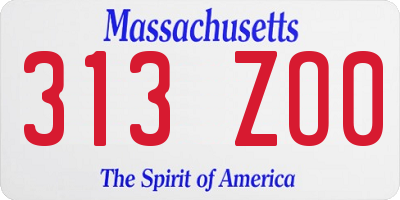 MA license plate 313ZO0