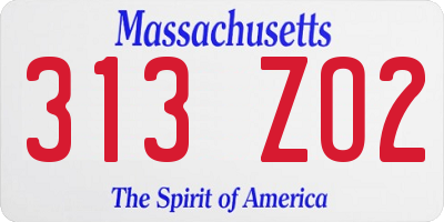 MA license plate 313ZO2