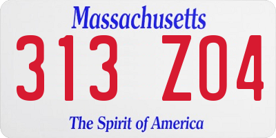 MA license plate 313ZO4