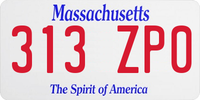 MA license plate 313ZP0